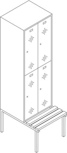 C+P Armoire vestiaire à deux niveaux Classic gris clair avec 1x2 compartiments avec rosaces d'aération Missing translation L