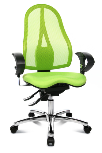 Topstar siège de bureau pivotant Sitness 15 avec mécanisme de contact permanent, Dossier maille, vert pomme  L