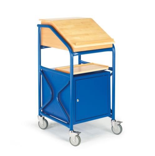 Rollcart Bureau mobile avec armoire, RAL5010 bleu gentiane  L