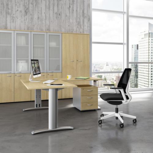Quadrifoglio Table de rallonge Practika pour bureau avec piètement en C, largeur x profondeur 1000 x 600 mm, plaque blanc  L