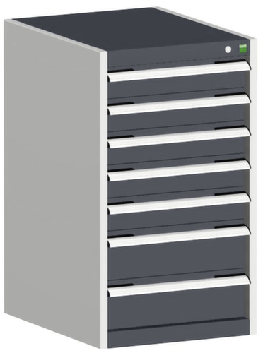 bott Armoire à tiroirs cubio surface de base 525x525 mm, 7 tiroir(s), RAL7035 gris clair/RAL7016 gris anthracite