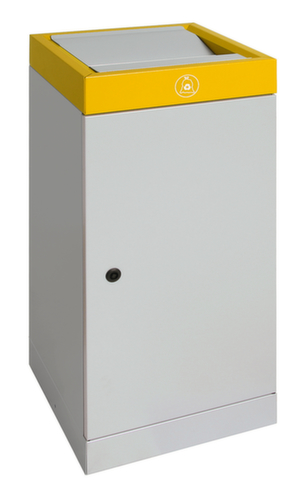 stumpf Poubelle non inflammable, 70 l, RAL7035 gris clair, couvercle RAL1003 jaune de sécurité  L