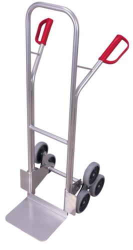 VARIOfit Diable pour escaliers 3 étoiles en aluminium, force 200 kg, largeur de pelle 320 mm, bandage caoutchouc plein  L