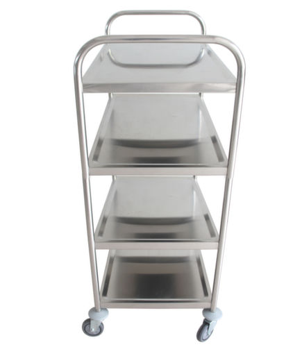 Chariot pour l'alimentaire en acier inoxydable, force 200 kg, 4 plateaux  L