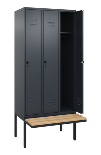 C+P Armoire vestiaire Classic Plus avec banc, largeur de compartiment 300 mm  L