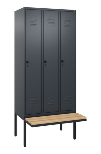 C+P Armoire vestiaire Classic Plus avec banc, largeur de compartiment 300 mm