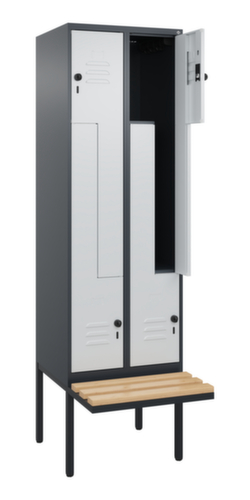 C+P Armoire vestiaire Z Classic Plus avec banc intégré, largeur de compartiment 300 mm  L