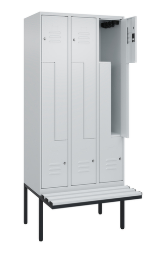 C+P Armoire vestiaire Z Classic Plus avec banc intégré, largeur de compartiment 300 mm  L