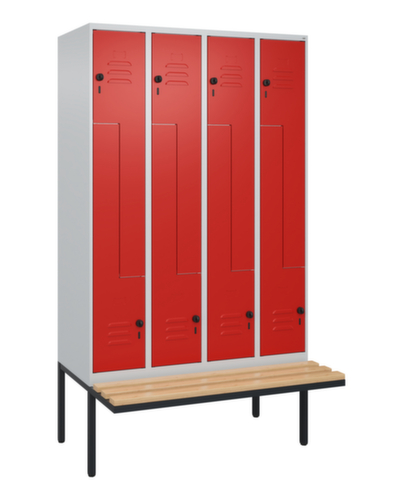 C+P Armoire vestiaire Z Classic Plus avec banc intégré, largeur de compartiment 300 mm