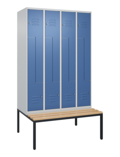 C+P Armoire vestiaire Z Classic Plus avec banc intégré, largeur de compartiment 300 mm