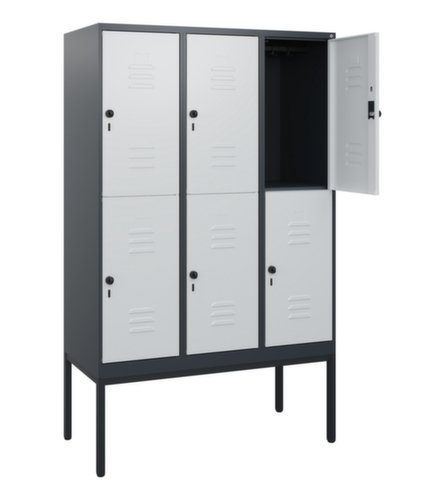 C+P Armoire vestiaire à deux niveaux Classic Plus, largeur de compartiment 400 mm  L