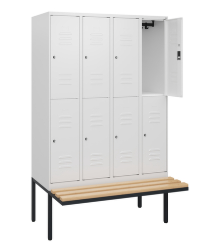 C+P Armoire vestiaire à deux niveaux Classic Plus avec banc, largeur de compartiment 300 mm  L