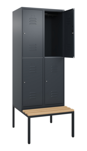 C+P Armoire vestiaire à deux niveaux Classic Plus avec banc, largeur de compartiment 400 mm  L