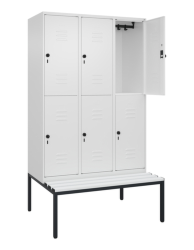 C+P Armoire vestiaire à deux niveaux Classic Plus avec banc, largeur de compartiment 400 mm  L