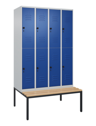 C+P Armoire vestiaire à deux niveaux Classic Plus avec banc, largeur de compartiment 300 mm