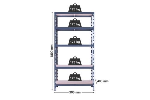 UDOBÄR Rayonnages pour fortes charges, hauteur x largeur x profondeur 1800 x 900 x 400 mm, 5 tablettes  L