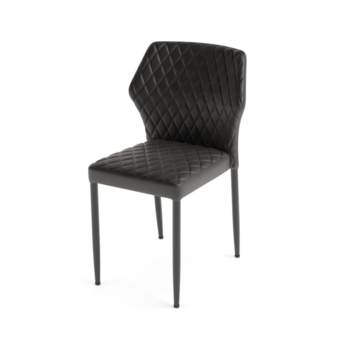 VEBA Chaise capitonnée Essentials Louis, assise similicuir (65 % résine, 35 % tissu), noir  L