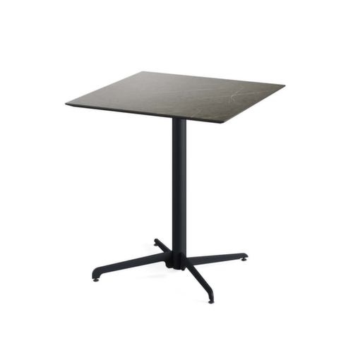 VEBA Table de bistro Essentials X Cross, largeur x profondeur 700 x 700 mm, panneau Midnight Marble  L