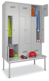 PAVOY Armoire vestiaire Z Basis gris clair avec banc + 6 compartiments, largeur de compartiment 400 mm