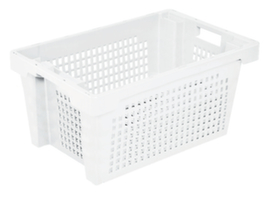 Conteneurs gerbables rotatifs Euronorm Parois + fond perforé, blanc nature, capacité 50 l