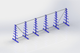 META Rayonnage cantilever universel Atlas ST, bilatéral - possibilité d’installation flexible librement dans la pièce, hauteur 2000 mm, 7 niveaux