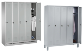 C+P Armoire vestiaire Evolo gris clair avec 5 compartiments - portes avec perforation décorative