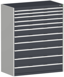 bott Armoire à tiroirs cubio surface de base 1300x750 mm, 11 tiroir(s), RAL7035 gris clair/RAL7016 gris anthracite