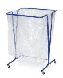 Support sacs grand volume1 support sac poubelleHxlxP 1200x800x800 mmpiètement bleu4 roulettes pivotantes