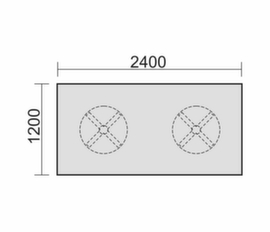 Gera Table de conférence Basis, largeur x profondeur 2400 x 1200 mm, panneau blanc