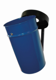 Poubelle antifeu FIRE EX pour fixation murale, 60 l, bleu, partie supérieure noir