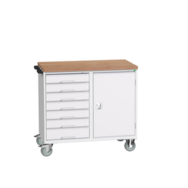 bott poste de travail mobile verso, 7 tiroirs, 1 armoire, RAL7035 gris clair/RAL7035 gris clair