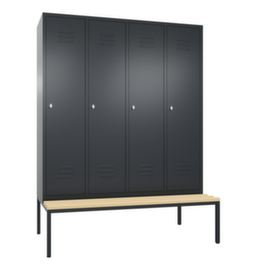 C+P Armoire vestiaire avec banc Classic avec 4 compartiments, largeur de compartiment 400 mm