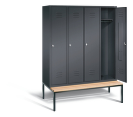 C+P Armoire vestiaire avec banc Classic avec 4 compartiments, largeur de compartiment 400 mm