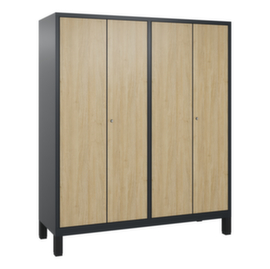 C+P Armoire vestiaire Evolo avec portes déco - 4 compartiments - dont 2 verrouillables ensemble, largeur de compartiment 400 mm