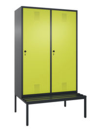 C+P Armoire vestiaire Evolo avec banc intégré + 4 compartiments dont 2 avec 1 porte, largeur de compartiment 300 mm