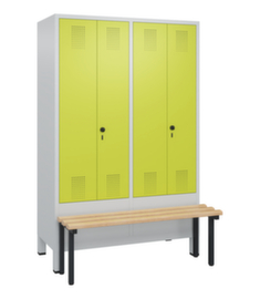 C+P Armoire vestiaire Evolo avec banc à l'avant + 4 compartiments dont 2 verrouillables ensemble, largeur de compartiment 300 mm