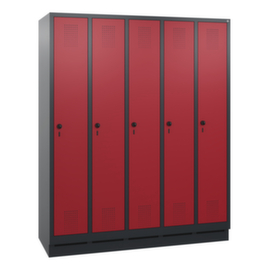 C+P Armoire vestiaire Evolo avec 5 compartiments - portes avec perforation décorative, largeur de compartiment 300 mm