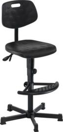 meychair Siège d'atelier pivotant Workster Light avec assise inclinable, assise mousse PU noir, avec patins