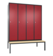 C+P Armoire vestiaire avec banc Classic avec 4 compartiments, largeur de compartiment 400 mm