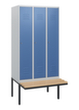 C+P Armoire vestiaire Classic Plus avec banc, largeur de compartiment 300 mm