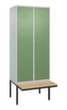 C+P Armoire vestiaire Classic Plus avec banc, largeur de compartiment 400 mm