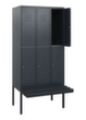 C+P Armoire vestiaire à deux niveaux Classic Plus avec banc, largeur de compartiment 300 mm  S