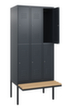 C+P Armoire vestiaire à deux niveaux Classic Plus avec banc, largeur de compartiment 300 mm  S