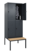 C+P Armoire vestiaire à deux niveaux Classic Plus avec banc, largeur de compartiment 400 mm  S