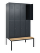 C+P Armoire vestiaire à deux niveaux Classic Plus avec banc, largeur de compartiment 300 mm  S