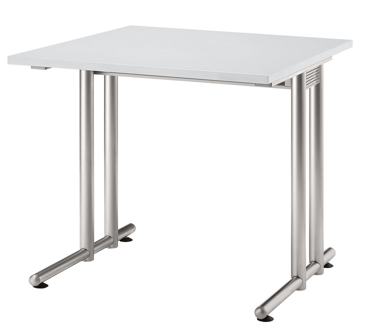 Bureau Terra Nova avec piètement en C, largeur x profondeur 800 x 800 mm, plaque gris clair