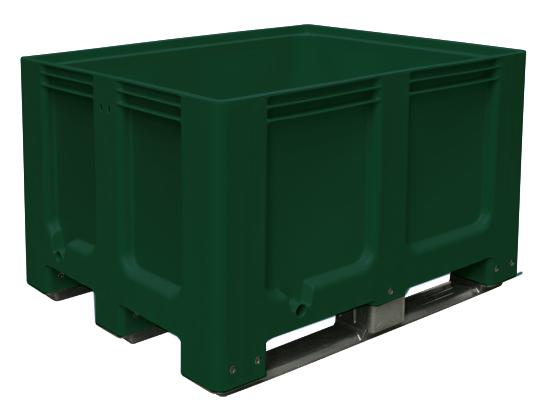 Bac grand volume pour entrepôts frigorifiques, capacité 610 l, vert, 3 patins  ZOOM