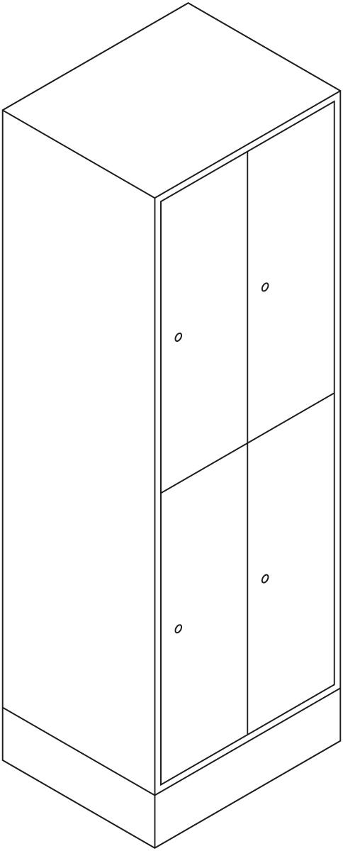 C+P Armoire vestiaire Evolo gris clair avec 2x2 compartiments + avec portes déco, largeur de compartiment 300 mm  ZOOM