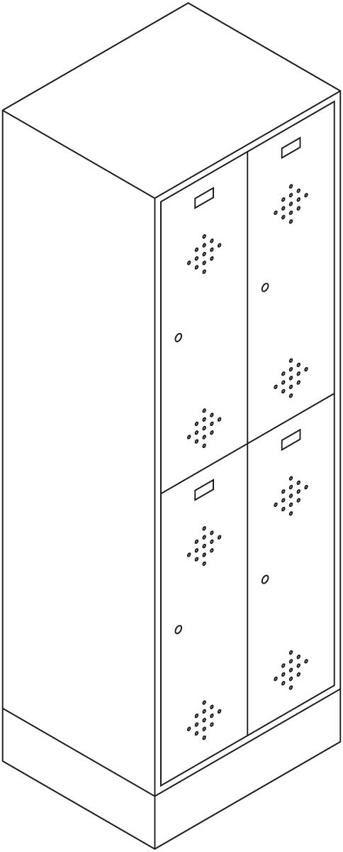 C+P Armoire vestiaire à deux niveaux Classic gris clair avec 1x2 compartiments avec rosaces d'aération  ZOOM