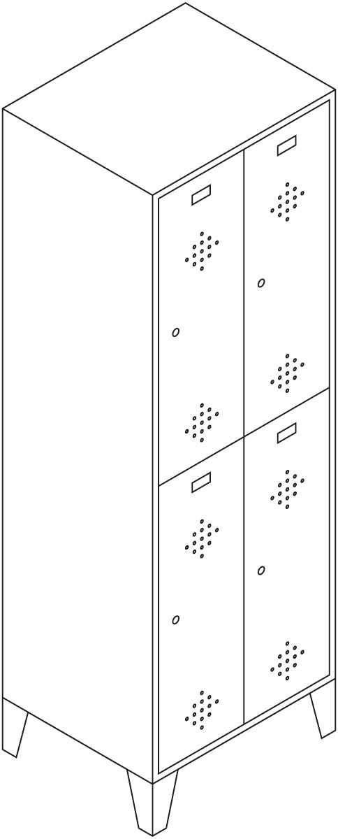 C+P Armoire vestiaire à deux niveaux Classic gris clair avec 1x2 compartiments avec rosaces d'aération  ZOOM